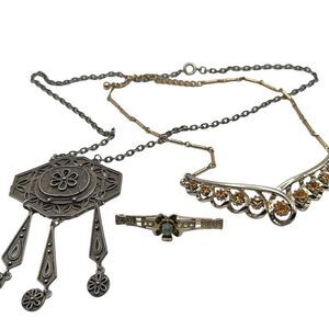 CORO Vintage Bundle Jewelry Lot of Signed Coro Necklaces and Coro Brooch